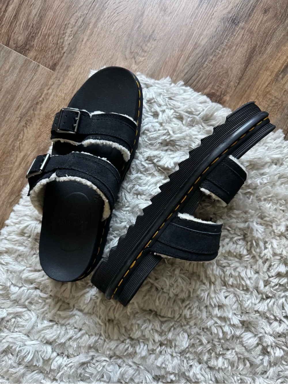 Dr. Martens Black Fleece Lined Sandals